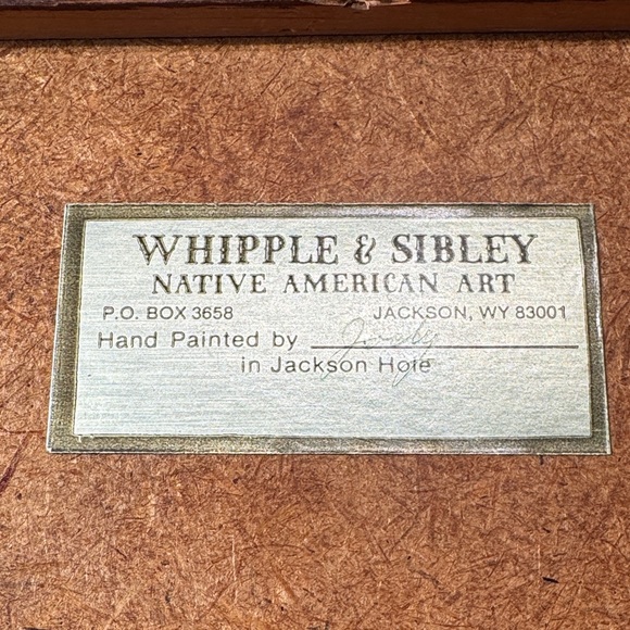 Whipple & Sibley Native American Art with Wooden Frame Signed - Picture 2 of 5